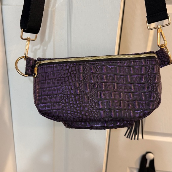 Makeup Junkie Sidekick Purple Crossbody Bag with Tassel - Picture 3 of 5